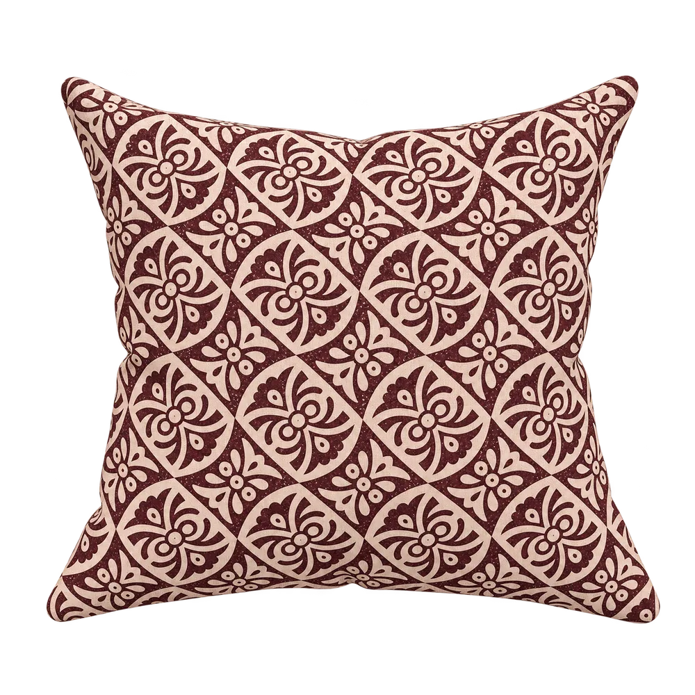 Burgundy Rosette Lattice cushion cover