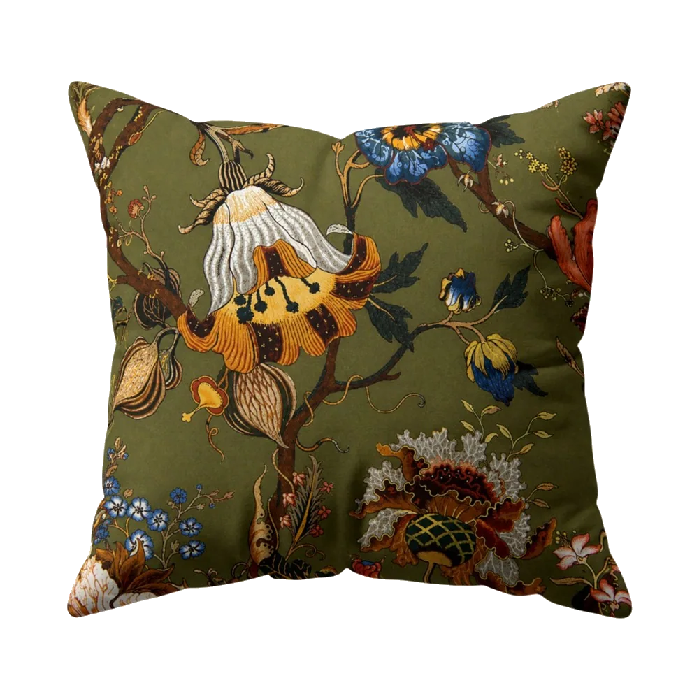 Olive Bloom cushion cover