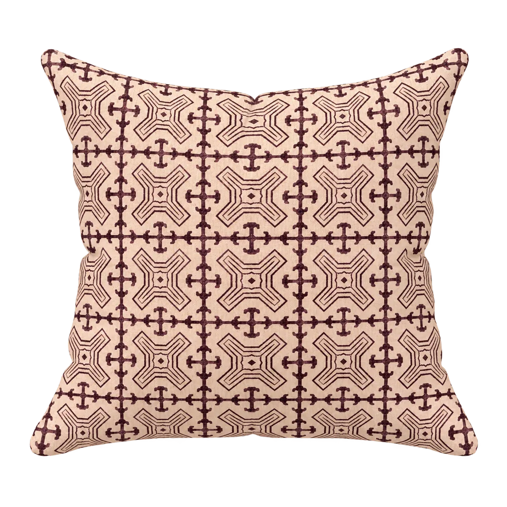 Plum Lattice Block cushion cover