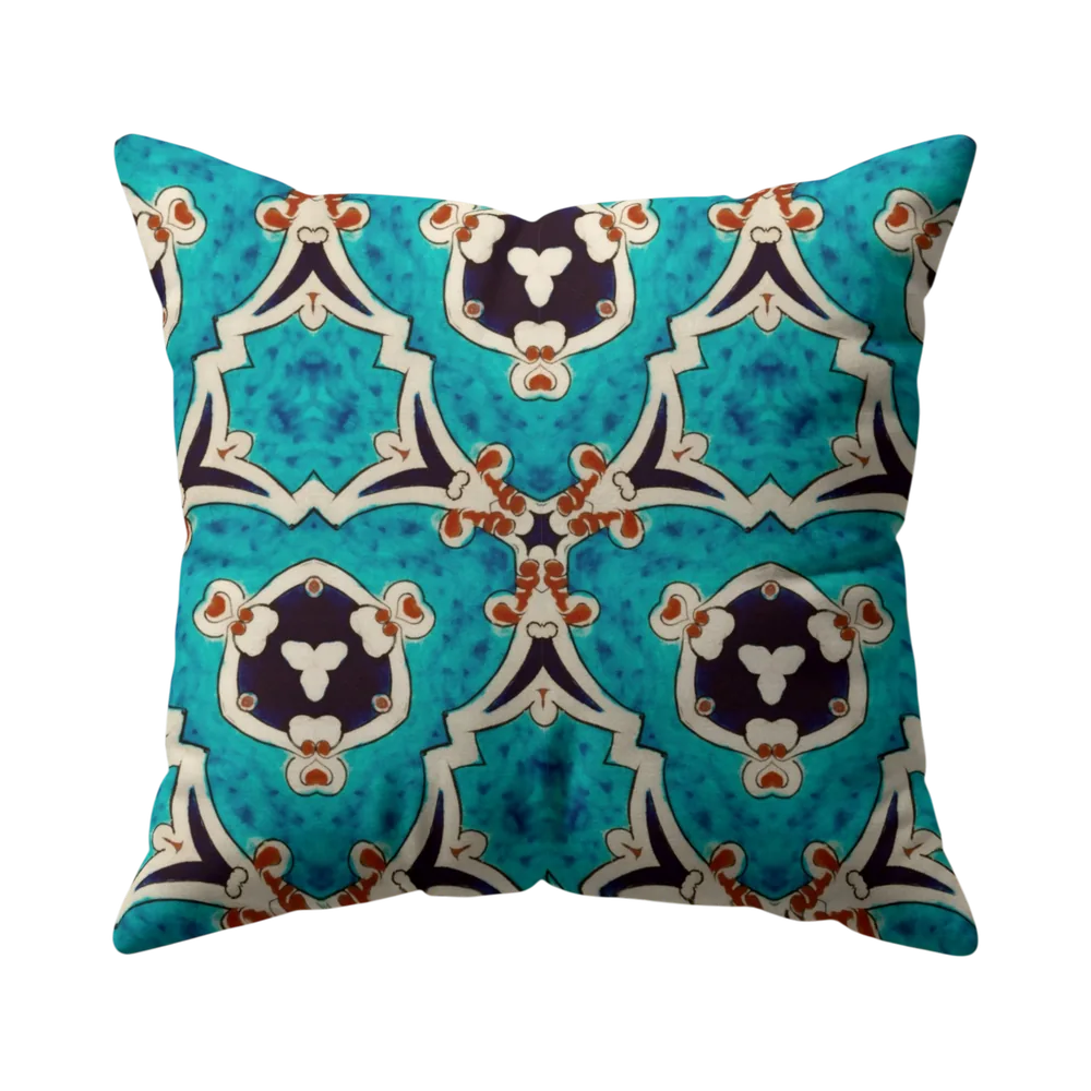 Turquoise Ogee cushion cover